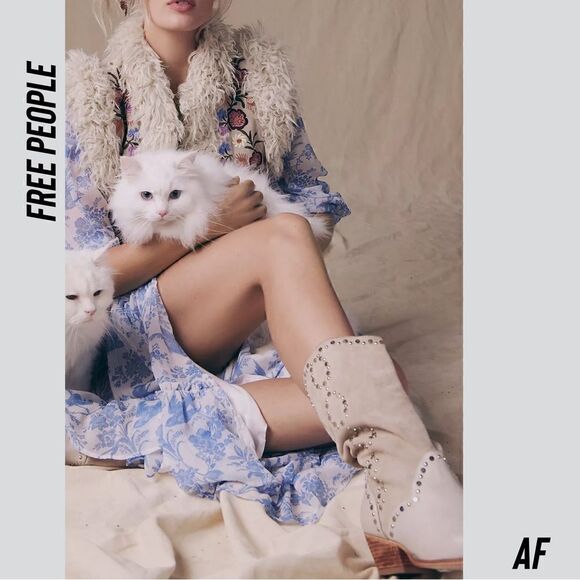 FREE PEOPLE JAXSON STUDDED WESTERN BOOTS ANKLE NEW SIZE CAMEL - Picture 9 of 10